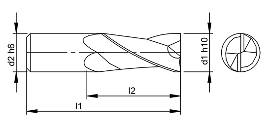 High Performance 2 Flute Drill  Through Coolant 3XD schematic drawing