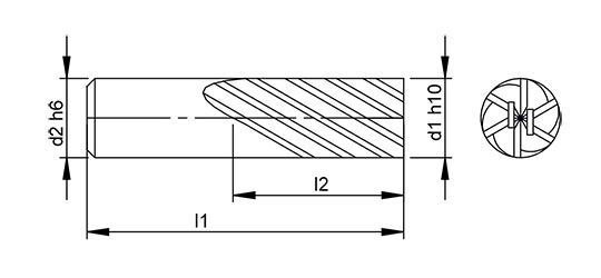 Universal 6 Flute  Square Endmill (Ali Range) schematic drawing